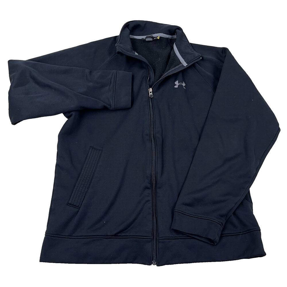 Under Armour Jacket Men Medium Black Full Zip Track Suit Sweatshirt‎ Loose Fit